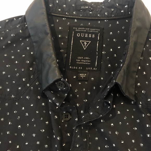 Guess Men’s Black Speckled Long Sleeve Button Down Shirt. Slim fit, Size Large - Picture 4 of 10